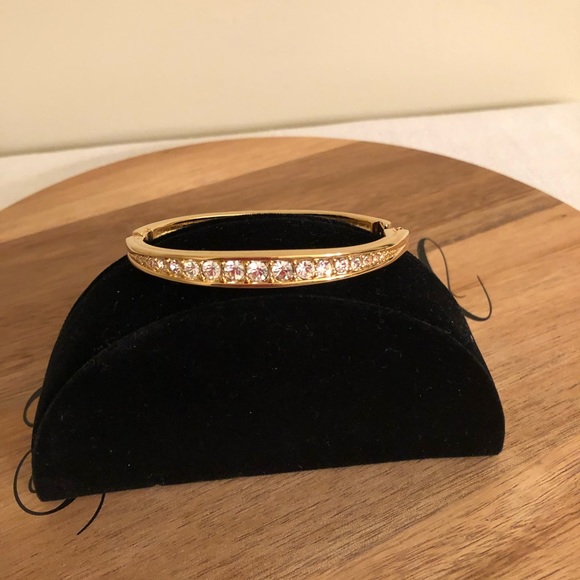 Swarovski Goldtone Crystal Clamper Bracelet - Picture 2 of 5